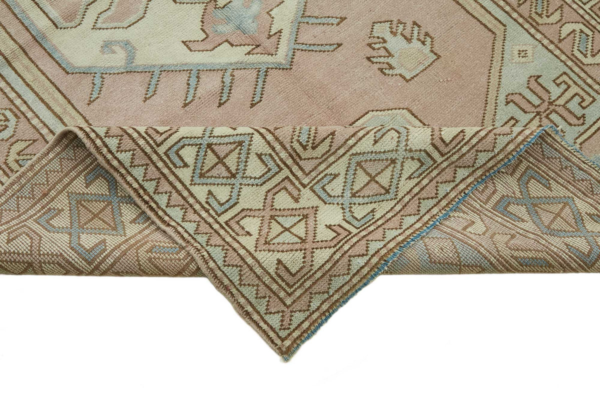 Kavale Toz Pembe Halı Etnik Geometrik Desenli Vintage 145x233 cm – kenar detayı
