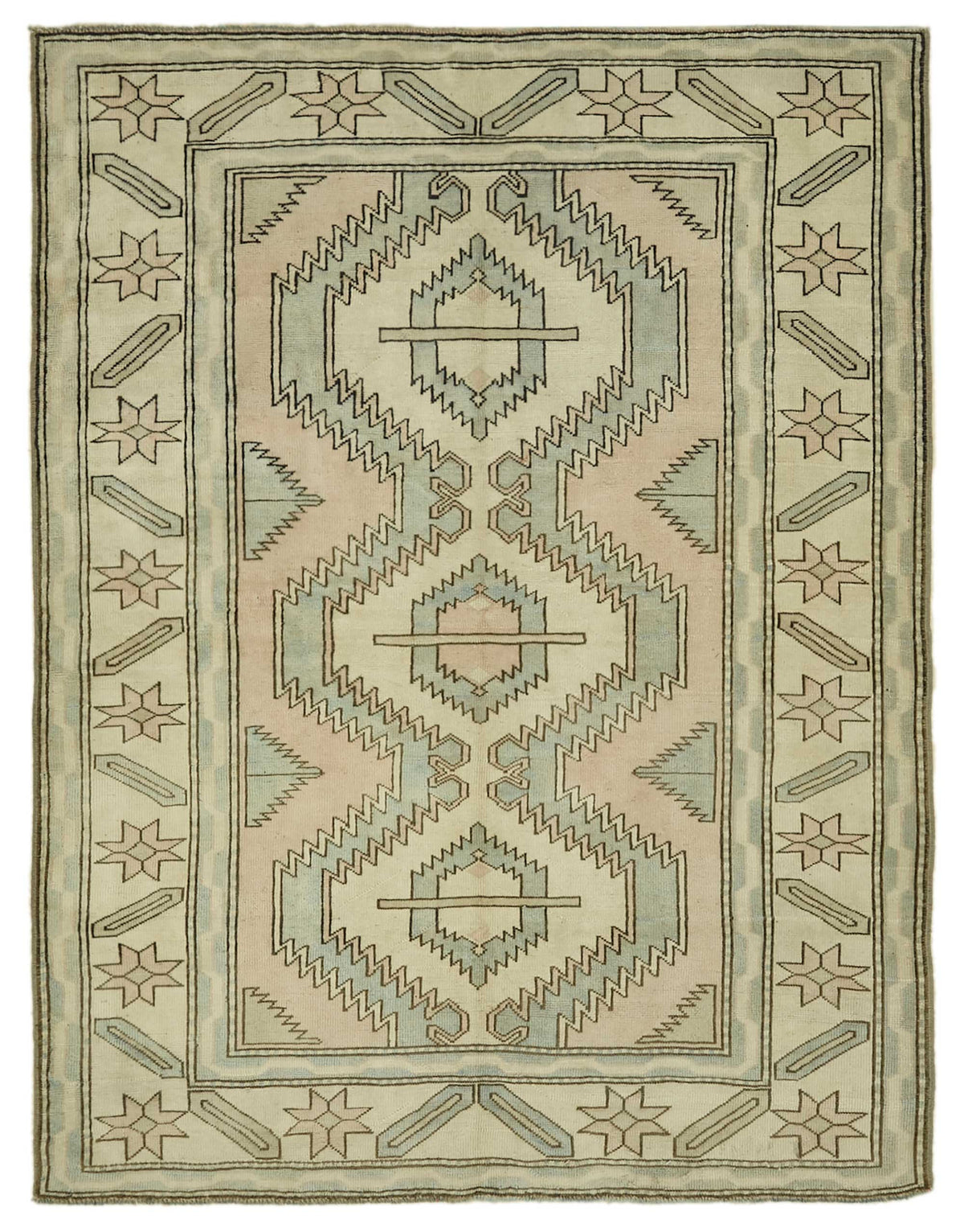 Kavale Etnik Motifli Mavi ve Açık Gri Bej Halı 183x240 cm 46783