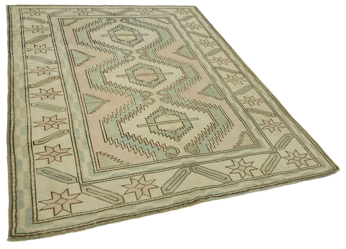 Kavale Etnik Motifli Mavi ve Açık Gri Bej Halı 183x240 cm 46783 – genel görünüm