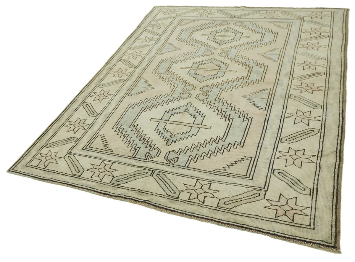 Kavale Etnik Motifli Mavi ve Açık Gri Bej Halı 183x240 cm 46783 – doku yakın çekim