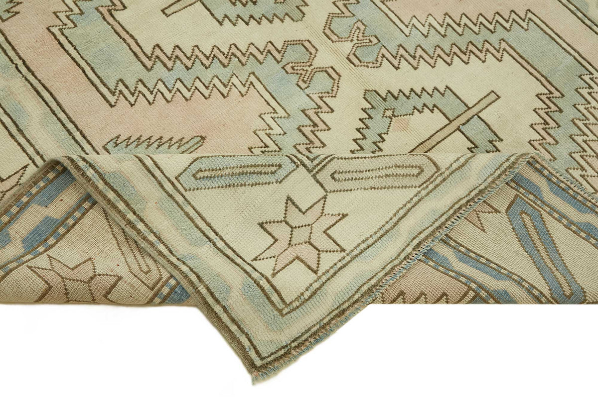 Kavale Etnik Motifli Mavi ve Açık Gri Bej Halı 183x240 cm 46783 – kenar detayı