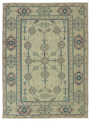 Kavale Çiçek Desenli Bej ve Pembe El Dokuma Vintage Halı 172x236 cm