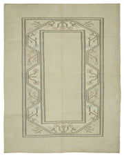 Kavale Bej Gri Geometrik Yün El Dokuma Halı 214x275 cm
