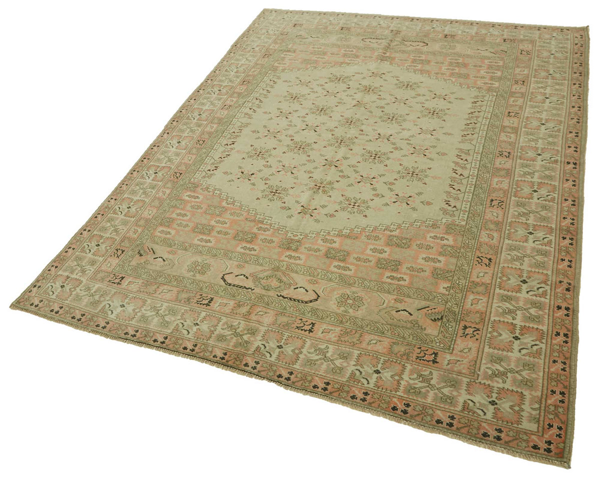 Kavale Anadolu Halısı Bej Pembe Geometrik Desenli 180x258 cm 46792 – doku yakın çekim