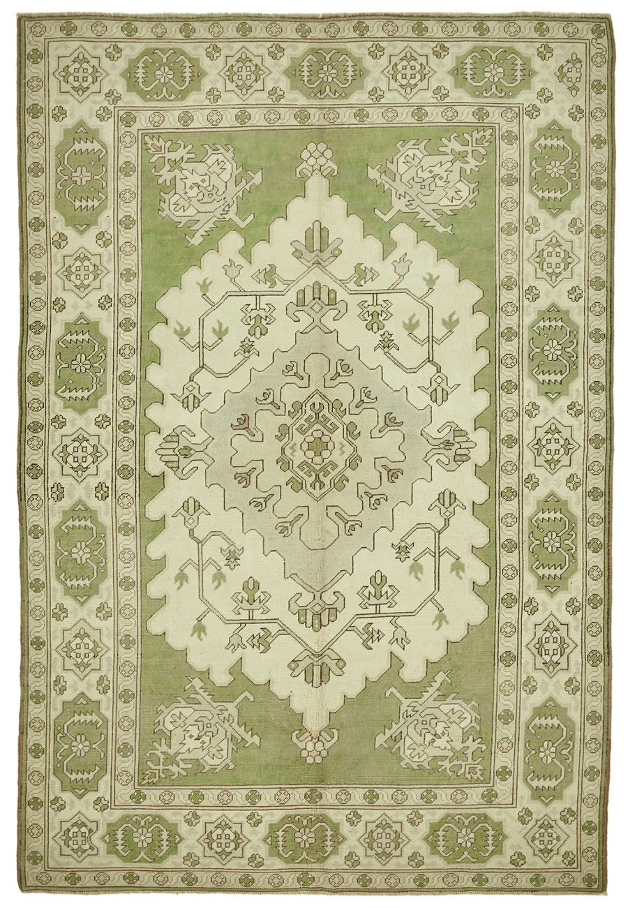 Kavale Yeşil Krem Geometrik Klasik El Dokuma Halı 224x327 cm