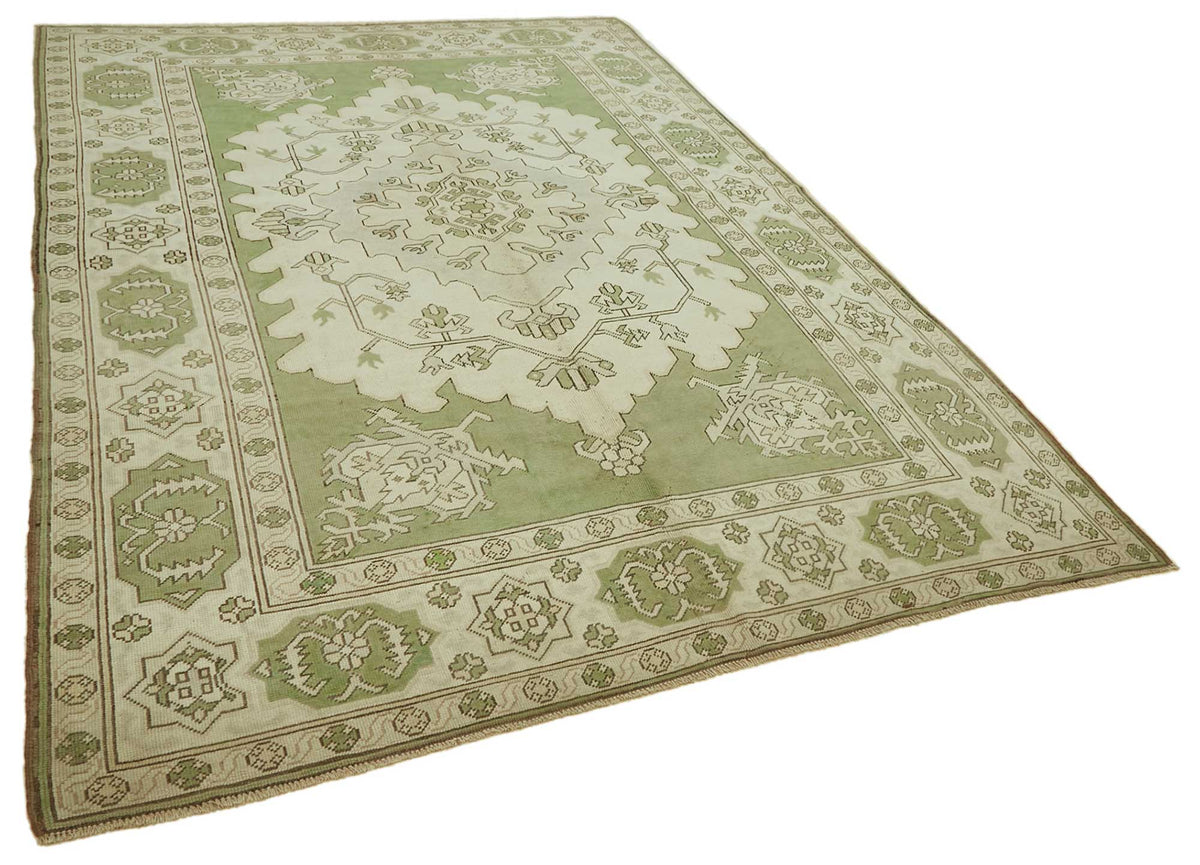 Kavale Yeşil Krem Geometrik Klasik El Dokuma Halı 224x327 cm – genel görünüm