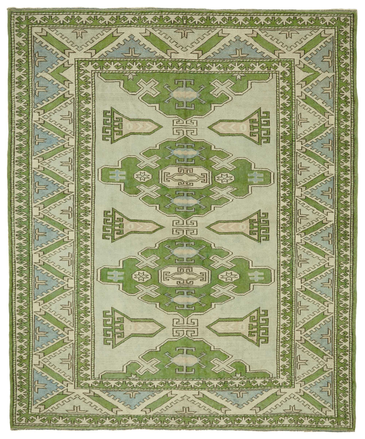 Kavale Yeşil Halı Fıstık Yeşili Madalyon Desenli Vintage 229x280 cm