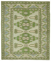 Kavale Yeşil Halı Fıstık Yeşili Madalyon Desenli Vintage 229x280 cm