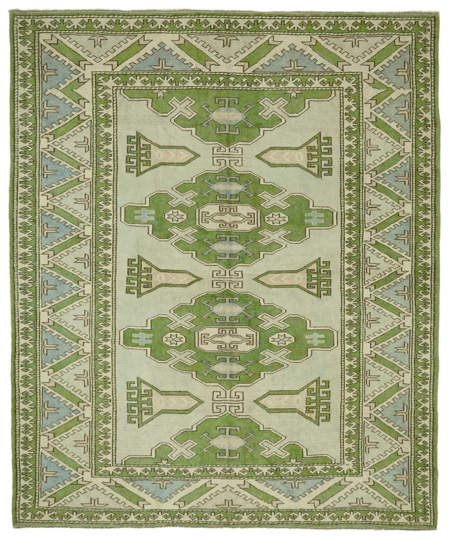 Kavale Yeşil Halı Fıstık Yeşili Madalyon Desenli Vintage 229x280 cm