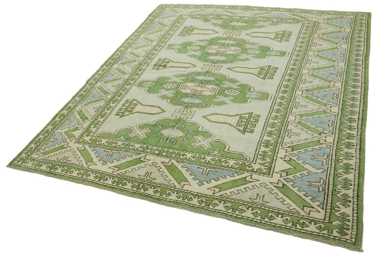 Kavale Yeşil Halı Fıstık Yeşili Madalyon Desenli Vintage 229x280 cm – doku yakın çekim