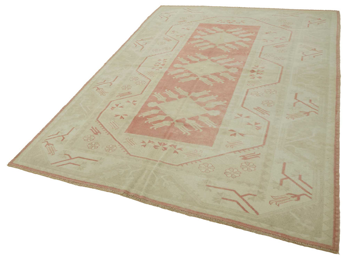 Kavale Düz Bej Halı Geometrik Desenli Düz Dokuma 198x284 cm – doku yakın çekim