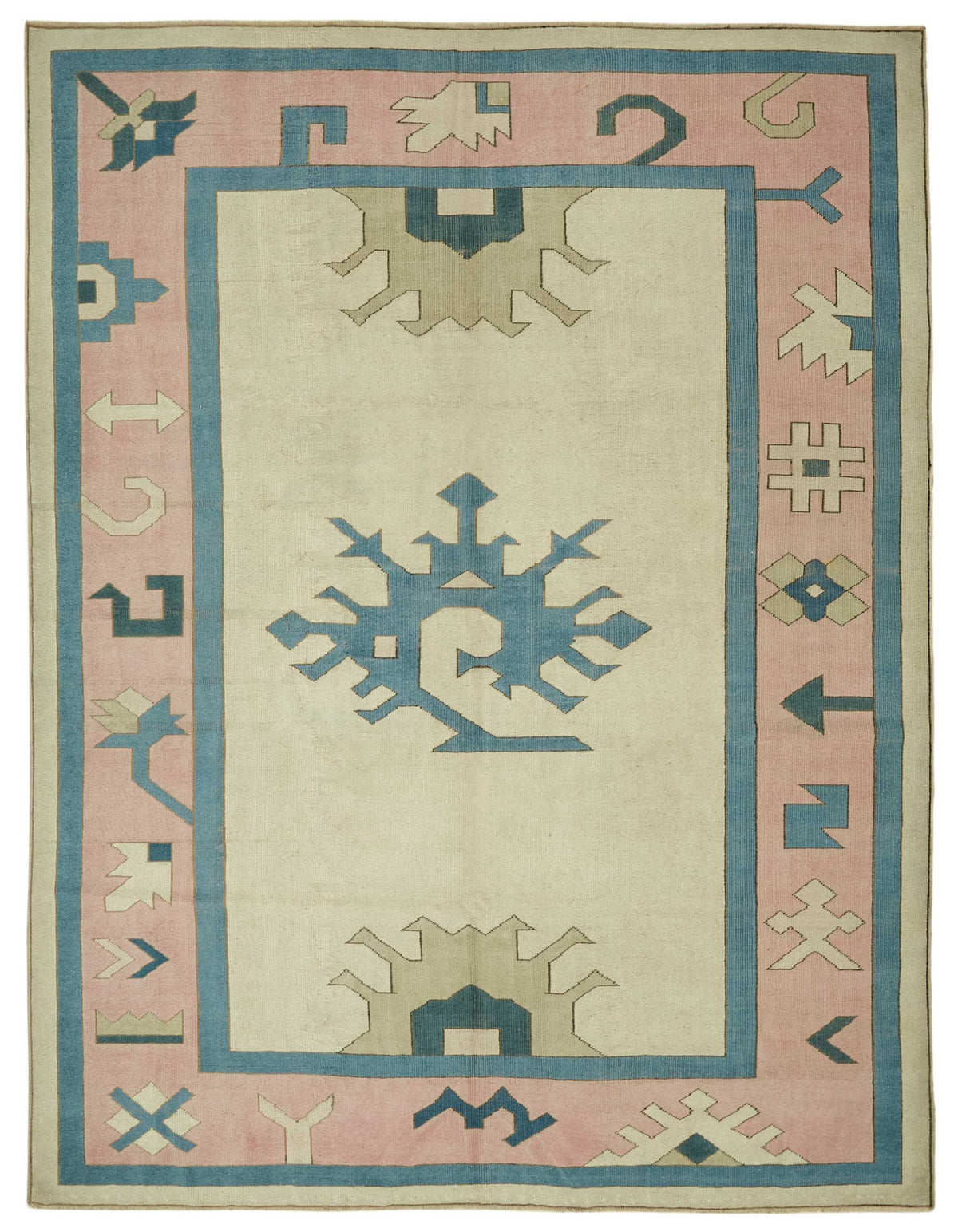 Kavale Geometrik Desenli El Dokuma Modern Halı Krem Pembe 234x307 cm