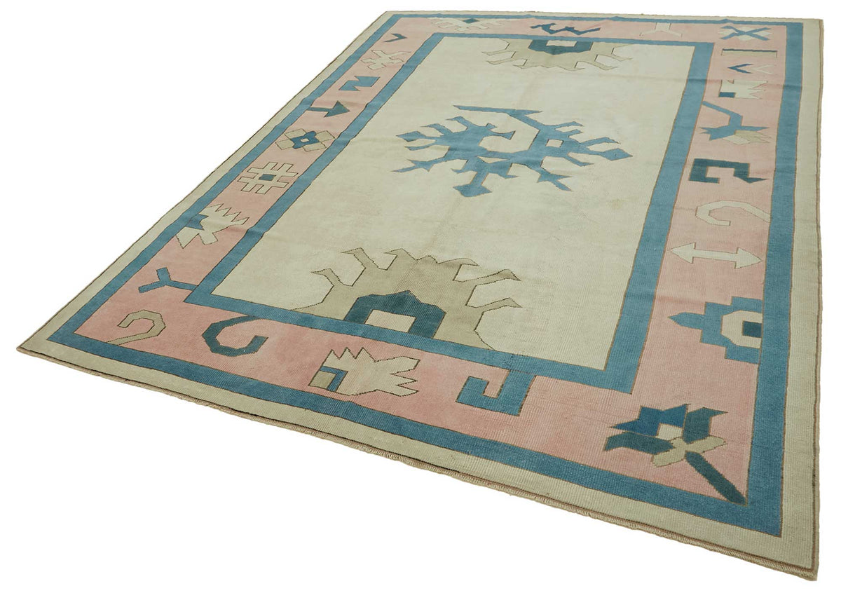 Kavale Geometrik Desenli El Dokuma Modern Halı Krem Pembe 234x307 cm – doku yakın çekim