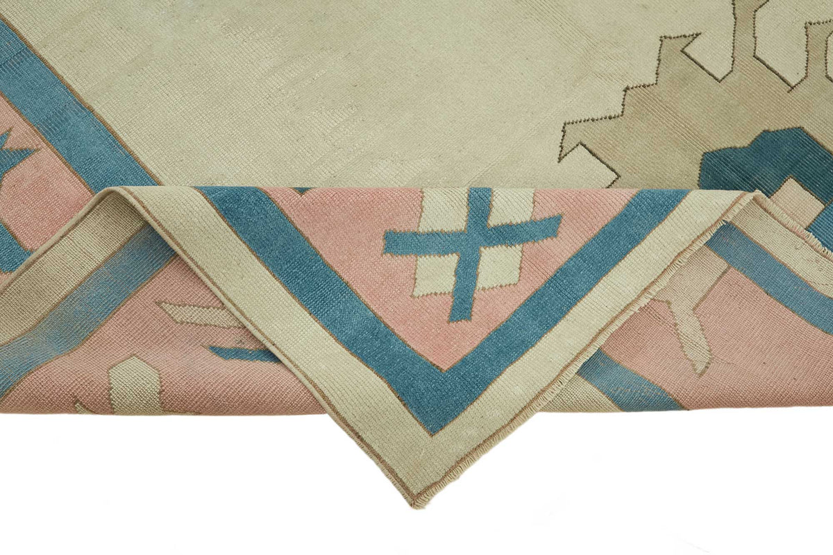 Kavale Geometrik Desenli El Dokuma Modern Halı Krem Pembe 234x307 cm – kenar detayı