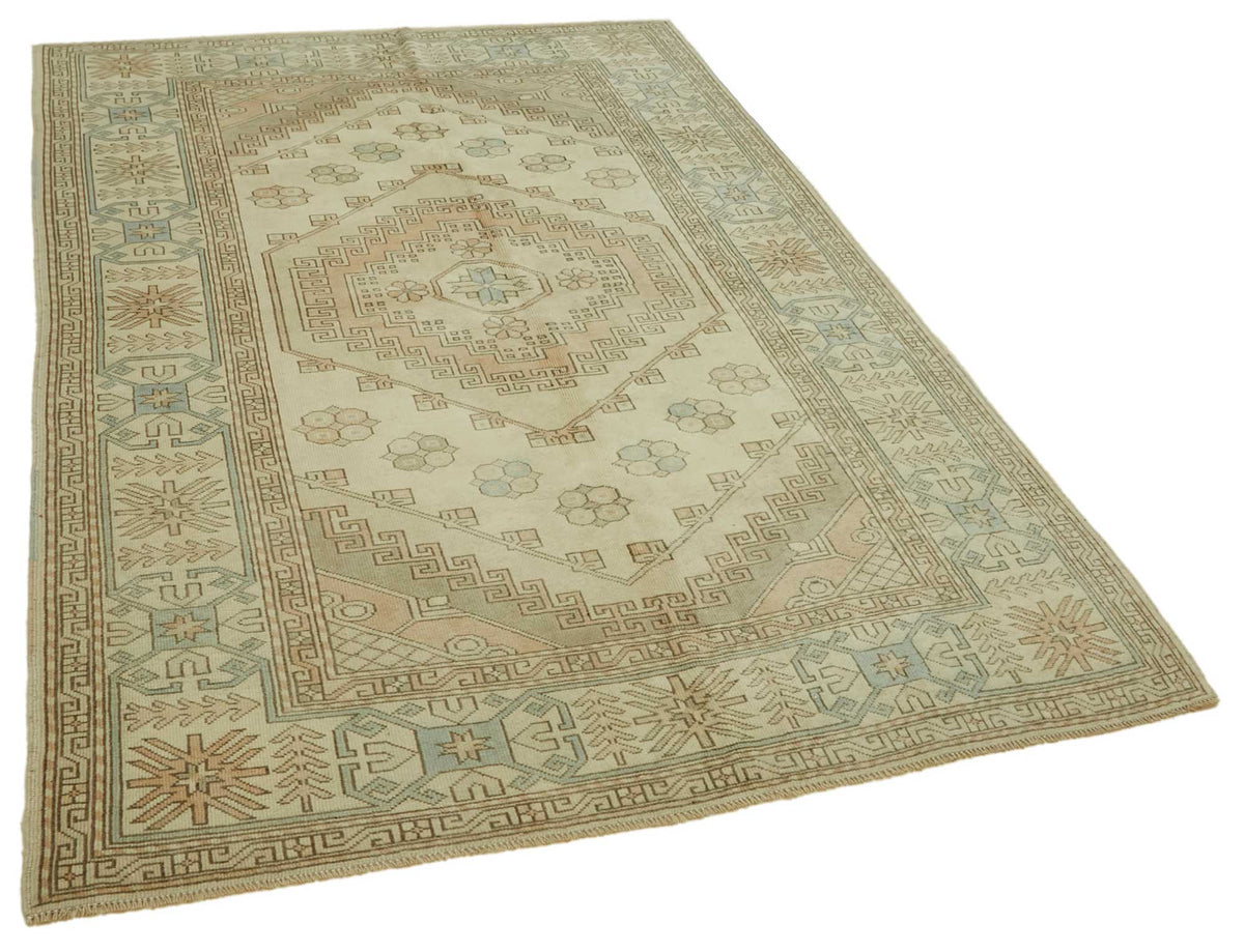 Kavale Anadolu El Dokuma Bej Halı Geometrik Desenli 162x236 cm 46800 – genel görünüm