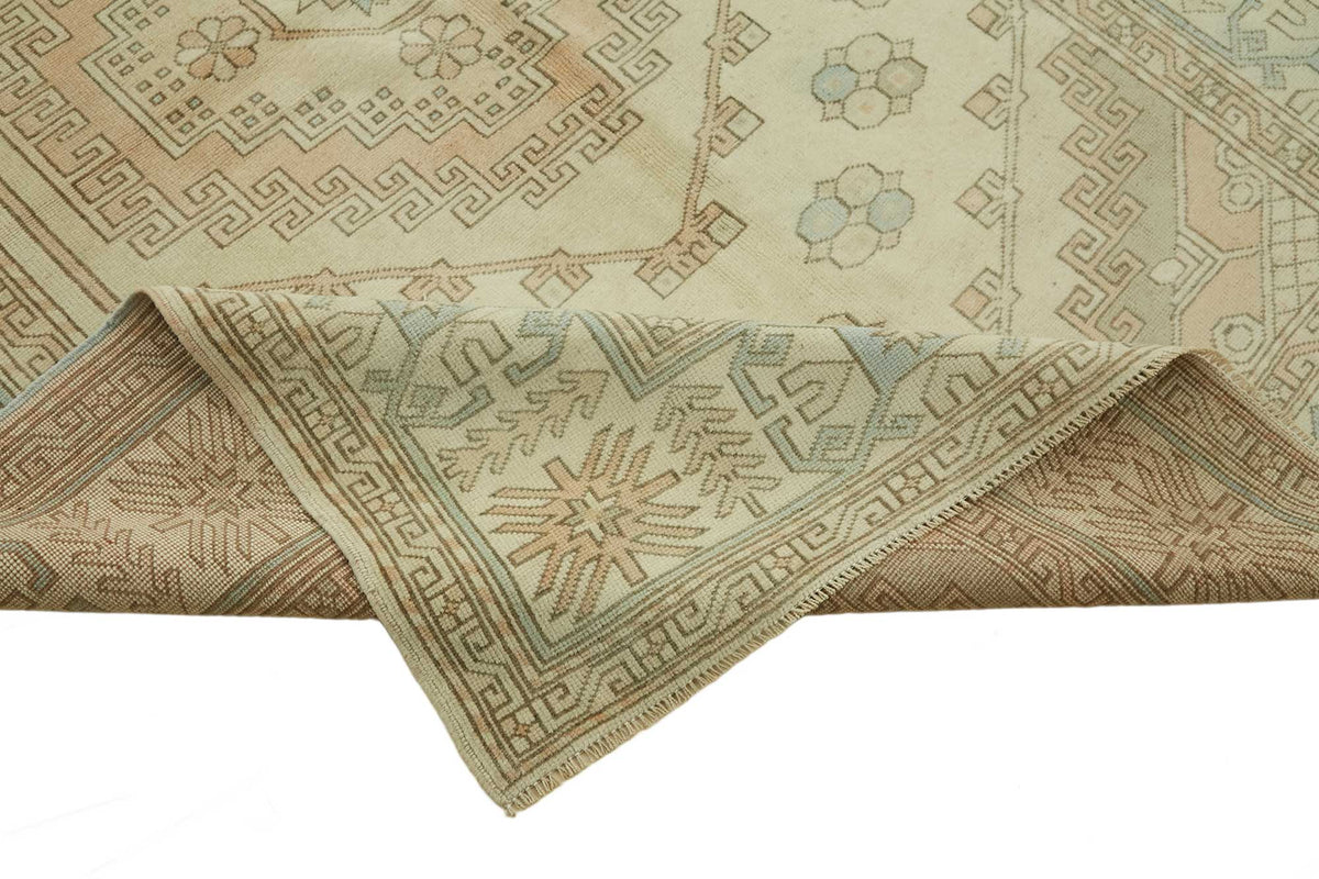 Kavale Anadolu El Dokuma Bej Halı Geometrik Desenli 162x236 cm 46800 – kenar detayı