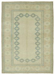 Kavale Bej Mavi Halı Geometrik Bordürlü ve Mat Dokulu 185x248 cm 46804