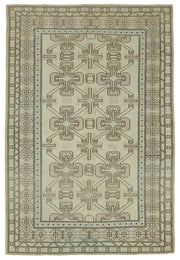 Kavale Bej Gri Geometrik Desenli El Dokuma Halı 175x254 cm