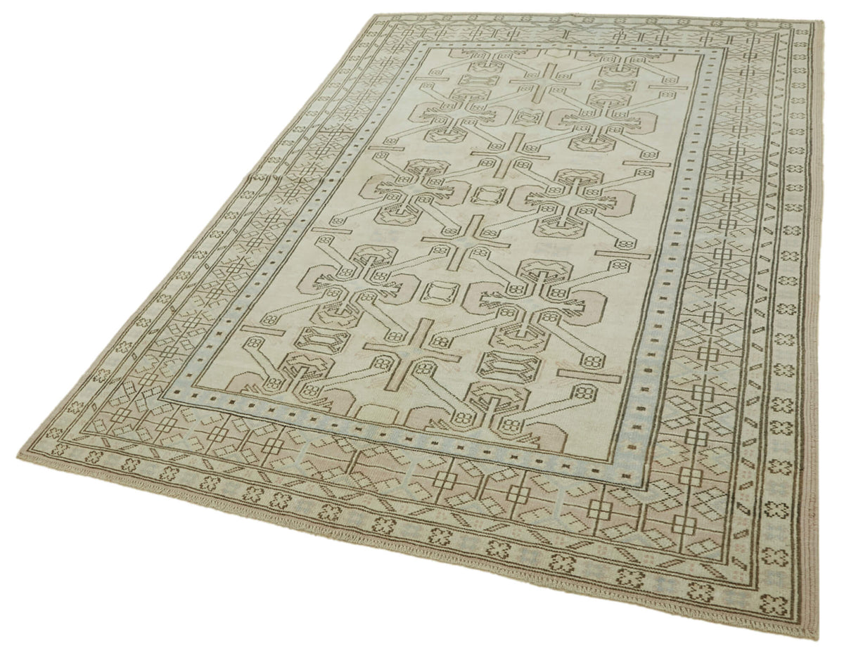 Kavale Bej Gri Geometrik Desenli El Dokuma Halı 175x254 cm – doku yakın çekim