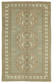 Kavale Bej Gri Geometrik Madalyon Desenli El Dokuma Halı 179x283 cm