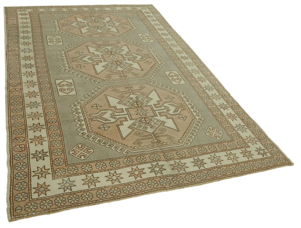 Kavale Bej Gri Geometrik Madalyon Desenli El Dokuma Halı 179x283 cm – genel görünüm