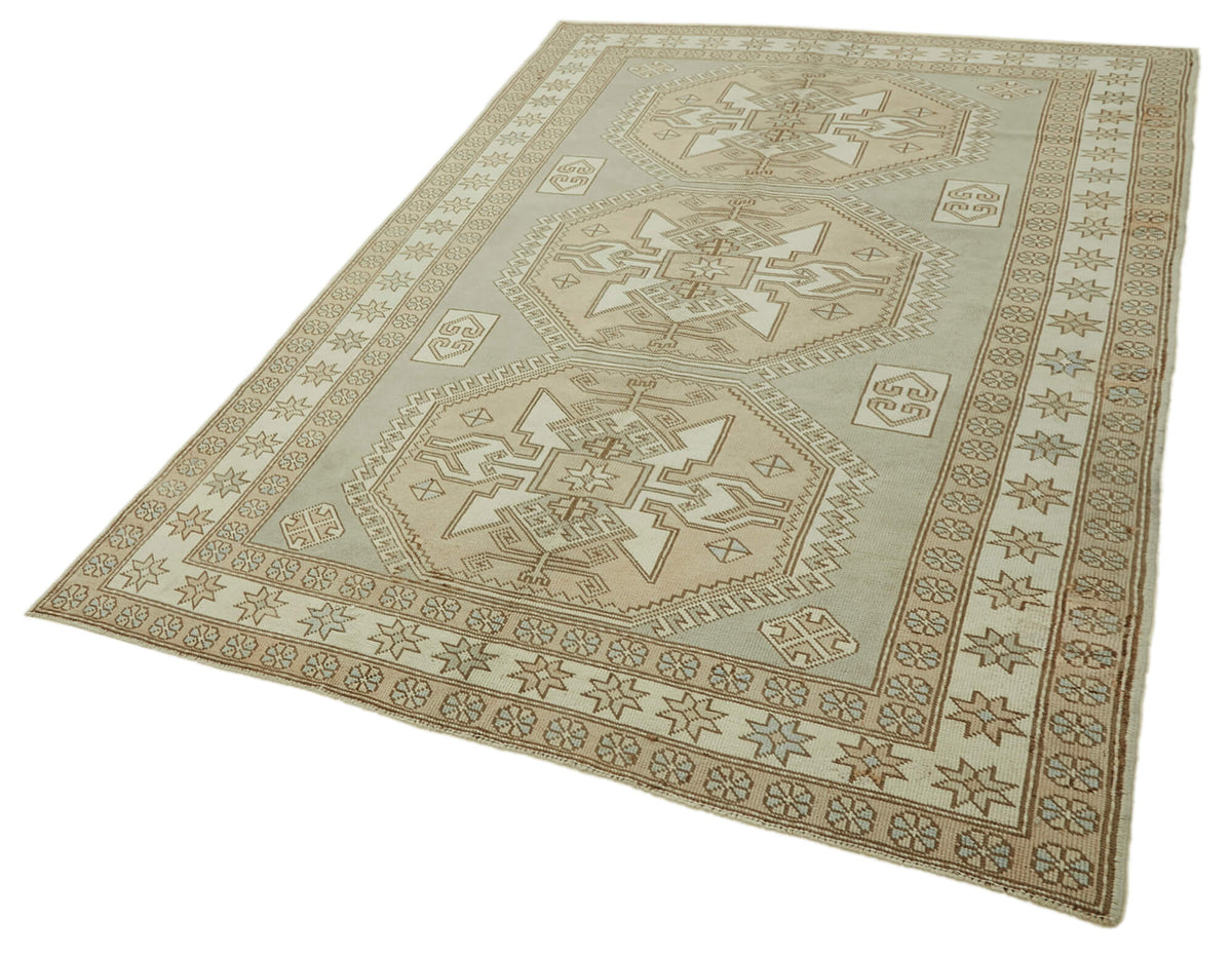 Kavale Bej Gri Geometrik Madalyon Desenli El Dokuma Halı 179x283 cm – doku yakın çekim