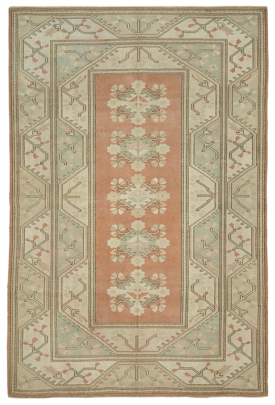 Kavale Bej Kırmızı Geometrik Desenli Etnik El Dokuma Halı 198x295 cm