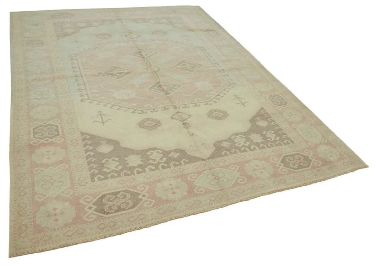 Kavale Bej Geometrik Desenli Pamuk ve Yün El Dokuma Halı 221x300 cm – genel görünüm