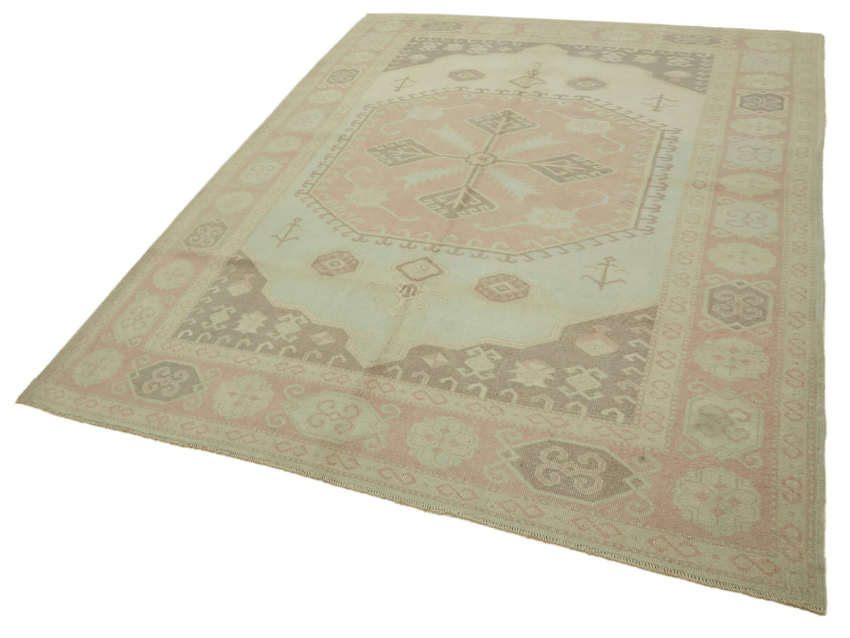 Kavale Bej Geometrik Desenli Pamuk ve Yün El Dokuma Halı 221x300 cm – doku yakın çekim