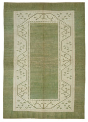 Kavale Yeşil Krem Geometrik Desenli El Dokuma Halı 227x326 cm