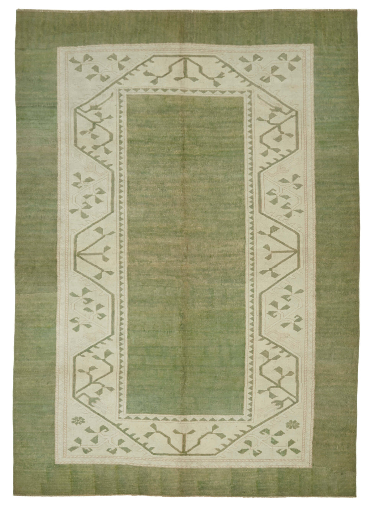 Kavale Yeşil Krem Geometrik Desenli El Dokuma Halı 227x326 cm