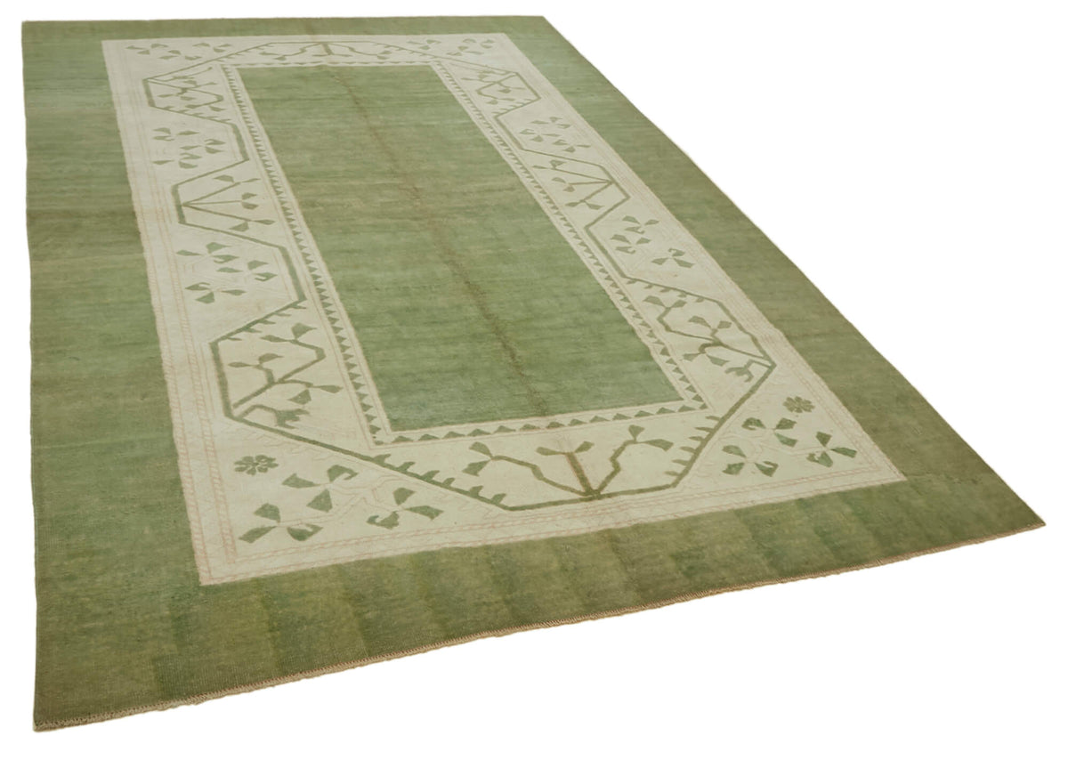 Kavale Yeşil Krem Geometrik Desenli El Dokuma Halı 227x326 cm – genel görünüm