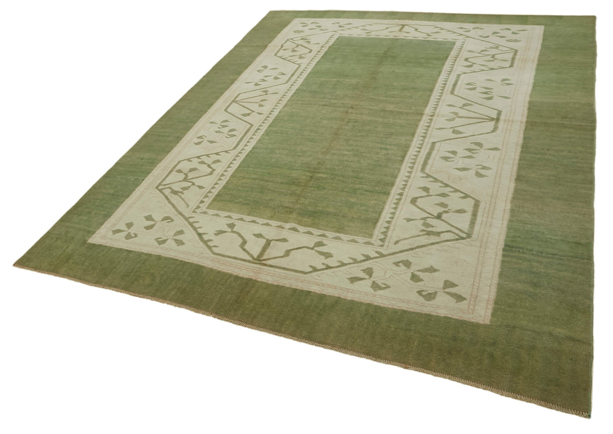 Kavale Yeşil Krem Geometrik Desenli El Dokuma Halı 227x326 cm – doku yakın çekim