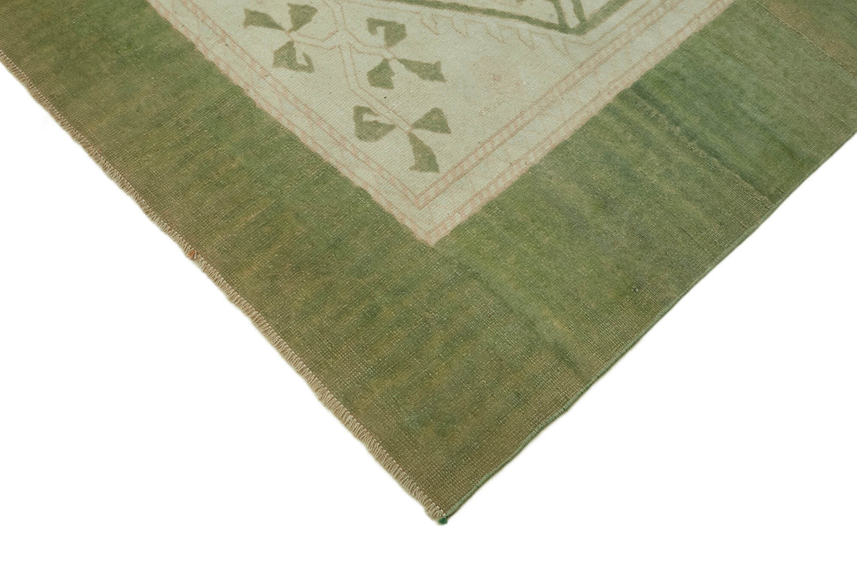 Kavale Yeşil Krem Geometrik Desenli El Dokuma Halı 227x326 cm – detay görünümü