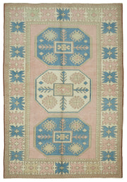 Kavale Anadolu Vintage Pembe Madalyon Desenli El Dokuma Halı 211x304 cm