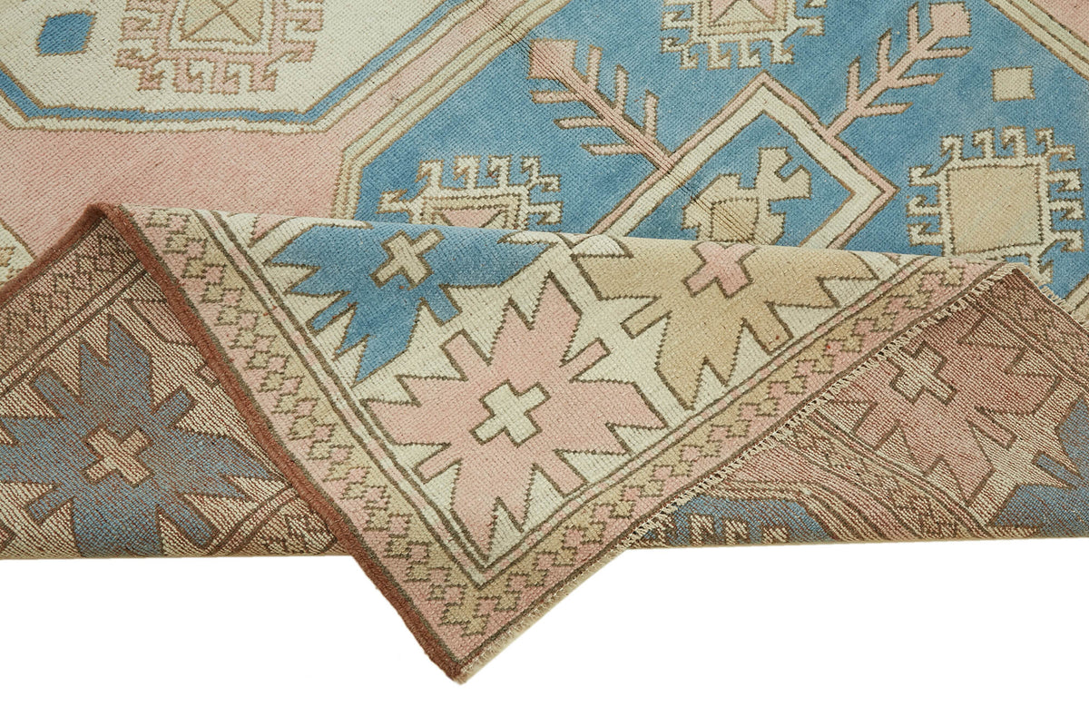 Kavale Anadolu Vintage Pembe Madalyon Desenli El Dokuma Halı 211x304 cm – kenar detayı