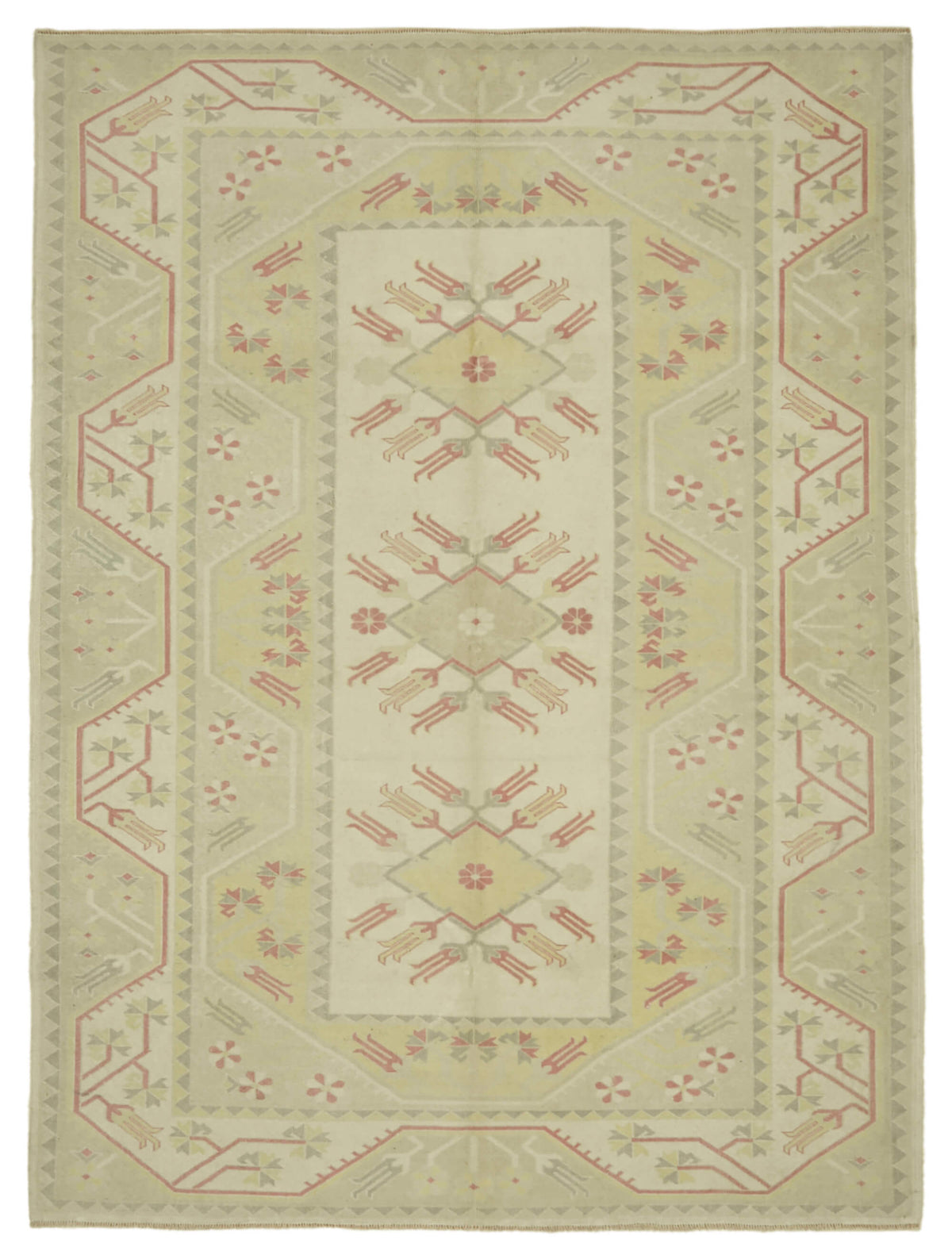 Kavale Bej Geometrik Desenli Vintage Yün Halı 196x270 cm 46816