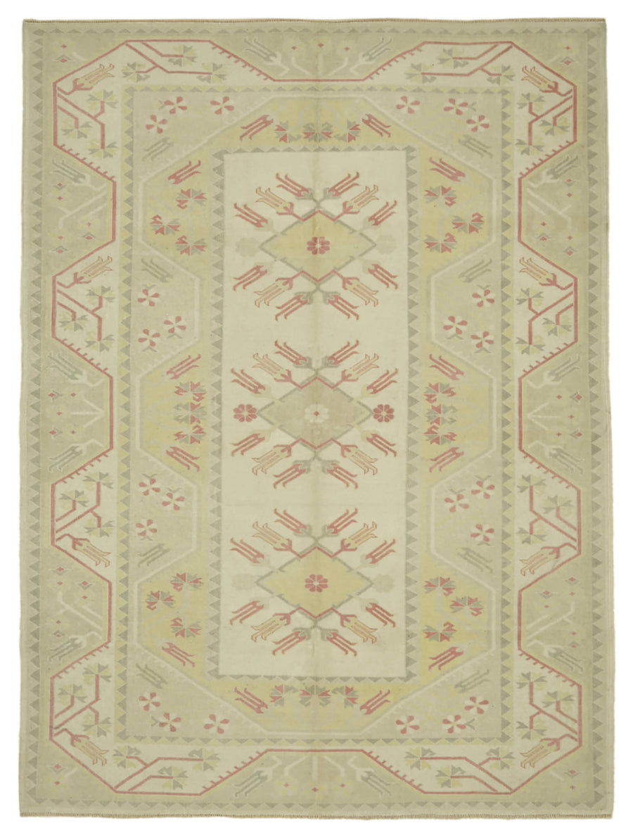 Kavale Bej Geometrik Desenli Vintage Yün Halı 196x270 cm 46816