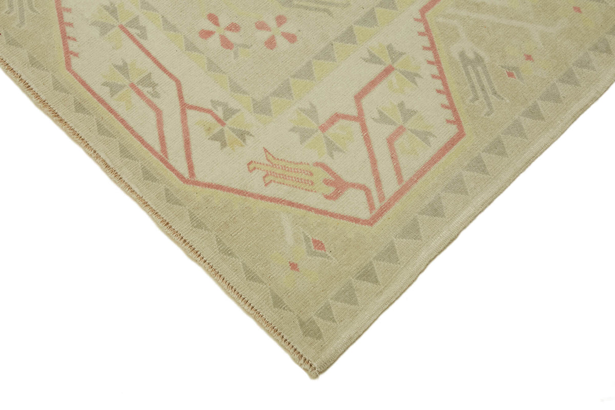 Kavale Bej Geometrik Desenli Vintage Yün Halı 196x270 cm 46816 – detay görünümü