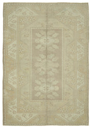 Kavale Geometrik Desenli Vintage Bej Rengi El Dokuma Halı 153x216 cm