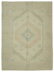Kavale Bej Mavi Geometrik Yün El Dokuma Modern Halı 195x266 cm