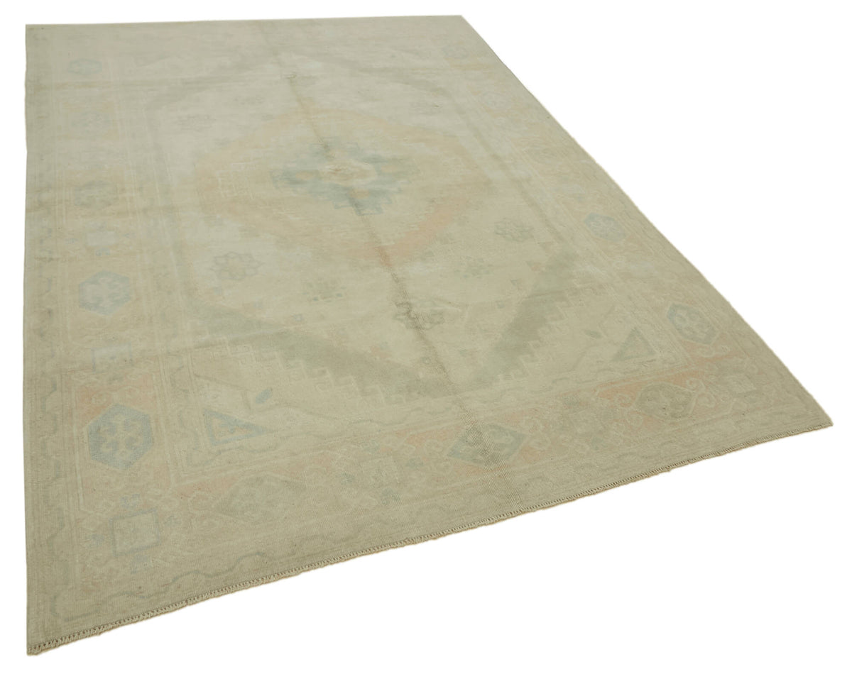 Kavale Bej Mavi Geometrik Yün El Dokuma Modern Halı 195x266 cm – genel görünüm