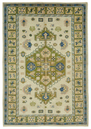 Kavale Düz Yeşil Halı Vintage El Dokuma Geometrik Desenli 202x293 cm