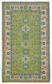 Kavale Madalyon Desenli Yeşil Bej El Dokuma Halı 170x283 cm