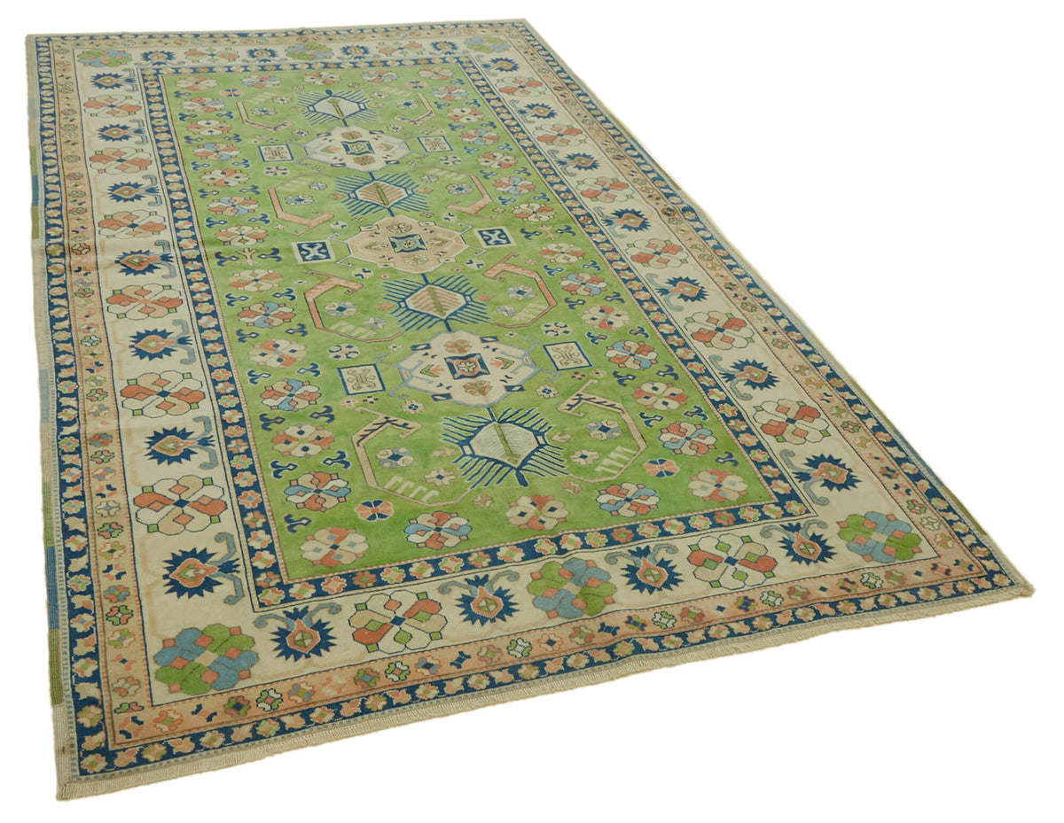 Kavale Madalyon Desenli Yeşil Bej El Dokuma Halı 170x283 cm – genel görünüm