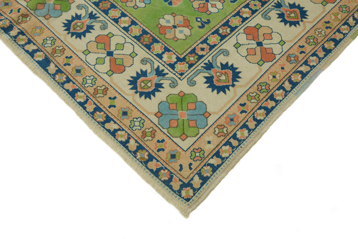 Kavale Madalyon Desenli Yeşil Bej El Dokuma Halı 170x283 cm – detay görünümü