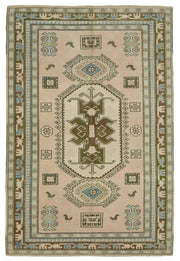 Kavale Madalyon Desenli Bej Rengi El Dokuma Anadolu Halısı 176x258 cm