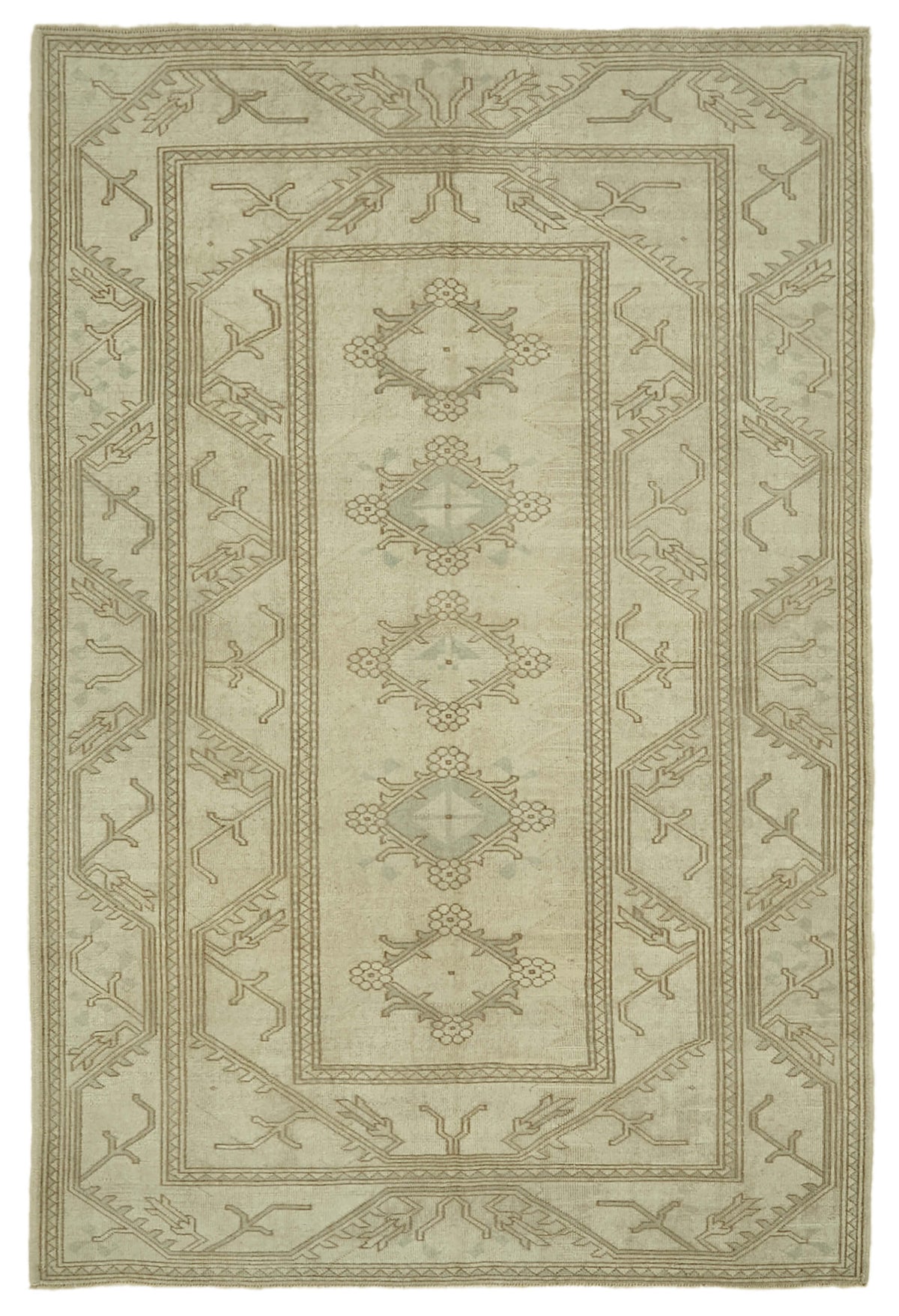 Kavale Düz Kahverengi Halı Etnik Geometrik Desenli 168x249 cm