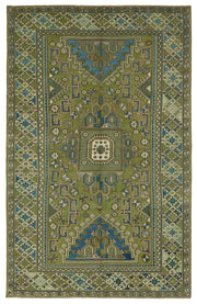 Kavale Madalyon Desenli Yeşil ve Mavi Anadolu Halısı 196x310 cm
