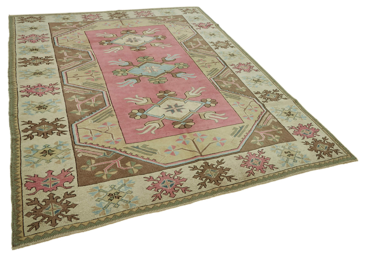 Kavale Gül Kurusu Geometrik Desenli El Dokuma Vintage Halı 215x280 cm – genel görünüm